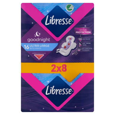 Libresse Ultra+ Goodnight Large szárnyas egészségügyi betét éjszakai használatra