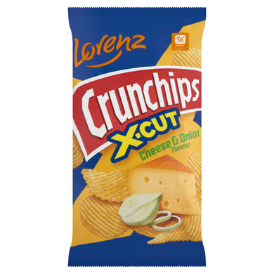 Lorenz Crunchips X-cut sajtos-hagymás ízesítésű hullámos burgonyachips