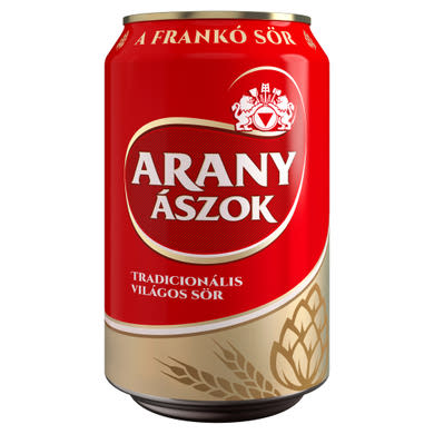 Arany Ászok világos sör 4,3%, + 50 ft betétdíj, 0,33 L