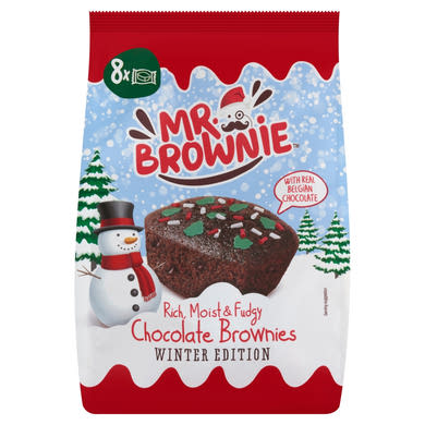 Mr. Brownie Winter Edition brownie belga csokoládéval és cukor díszítéssel
