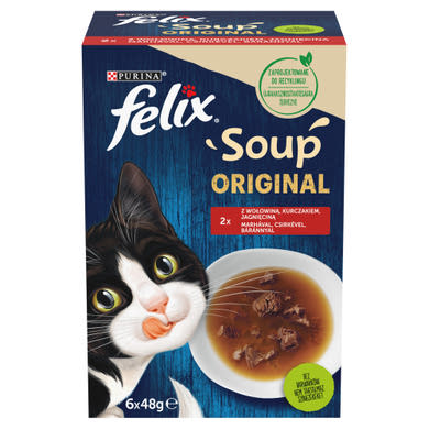 Felix Soup Original házias válogatás kiegészítő nedves macskaeledel szószban 6 x  (288 g)