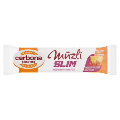Cerbona Slim ananászos-goji bogyós müzliszelet L-karnitinnel, cukor hozzáadása nélkül
