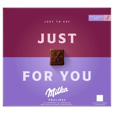 Milka Just for You magas kakaótartalmú tejcsokoládé praliné kakaós krémtöltelékkel