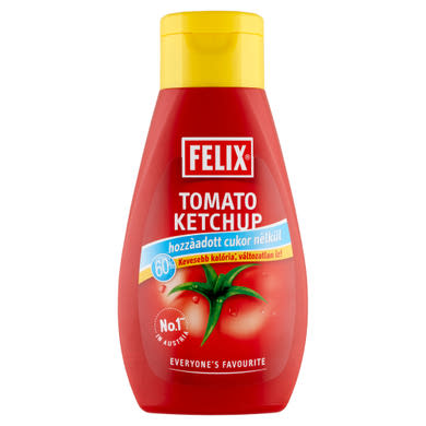 Felix ketchup hozzáadott cukor nélkül, édesítőszerrel