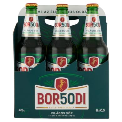 Borsodi világos sör 4,5% 6 x 0,5 l