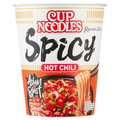 Nissin Cup Noodles instant tésztaleves, csípős fűszeres ízesítéssel ázsiai módra
