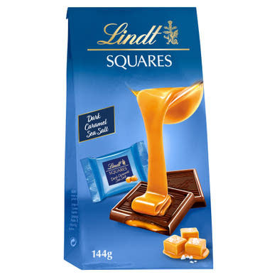 Lindt Squares étcsokoládé sós karamella töltelékkel 9 db