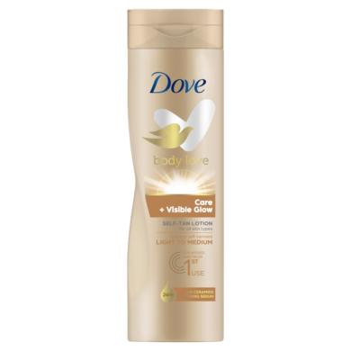 Dove Body Love Care + Visible Glow önbarnító testápoló a világos-közepes árnyalatú bőrért