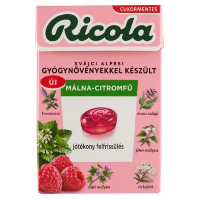 Ricola Málna-Citromfű svájci gyógynövény cukorkák cukormentes, édesítőszerekkel