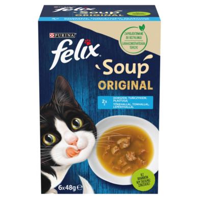 Felix Soup Original halas válogatás kiegészítő nedves macskaeledel szószban 6 x  (288 g)