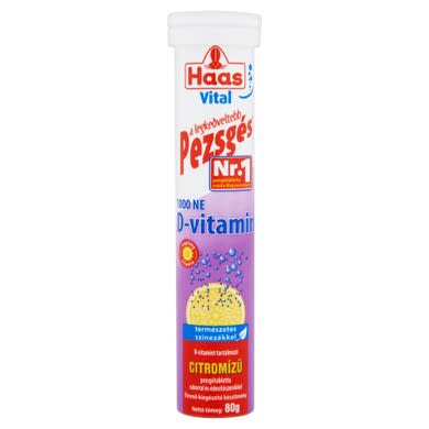 Haas Vital 1000 NE D-vitamin citromízű étrend-kiegészítő pezsgőtabletta