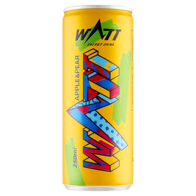 Watt koffein- és vitamintartalmú, alma-körte ízű szénsavas energiaital