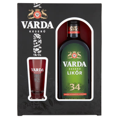 Várda Keserű likőr + 1 pohár díszdobozban 34,5%