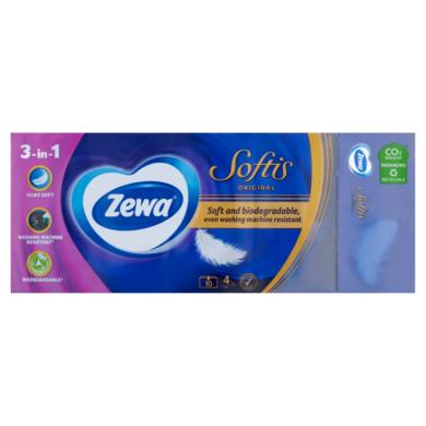 Zewa Softis illatmentes papír zsebkendő 4 rétegű 10 x 9 db