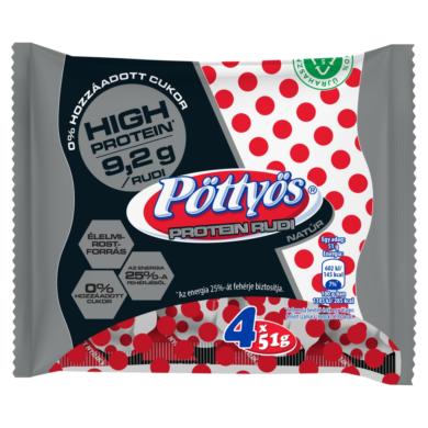 Pöttyös Protein Turó Rudi natúr túródesszert kakaós étbevonattal, édesítőszerekkel 4 x  (204 g)