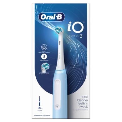 Oral-B iO 3 Elektromos Fogkefe, Kék, Braun Tervezéssel