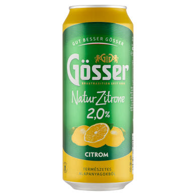Gösser, Natur Citrone citromos radler 2%, + betétdíj, 0,5 L
