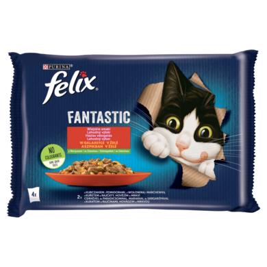 Felix Fantastic Csirkével/Marhával aszpikban nedves macskaeledel 4 x  (340 g)