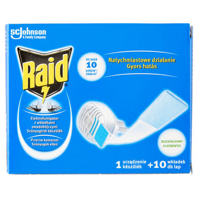 Raid szúnyogirtó készülék és szúnyogirtó utántöltő lap