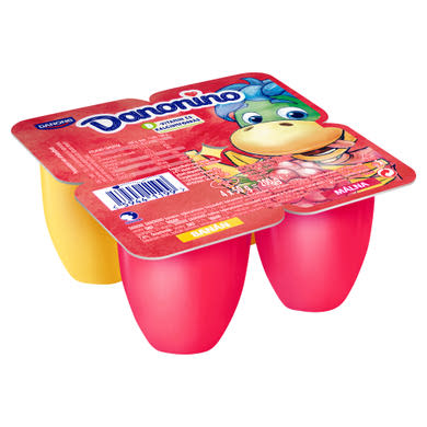 Danone Danonino banános és málnás tejtermék hozzáadott kalciummal és D-vitaminnal 4 x  (200 g)