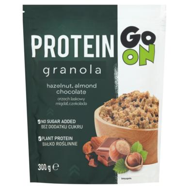 Protein Go On Granola gabonapelyhek hozzáadott fehérjével, csokoládéval, mogyoróval-mandulával