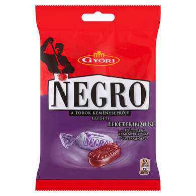 Győri Negro feketeribizli ízű töltetlen keménycukorka