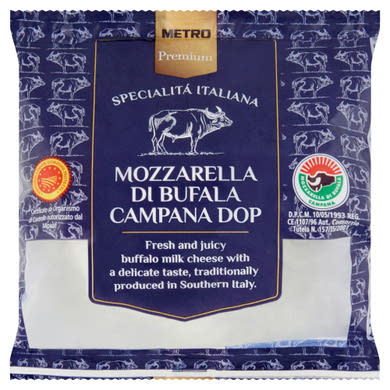 Metro Premium Mozzarella di Bufala Campana DOP zsíros lágy sajt bivalytejből 150 g