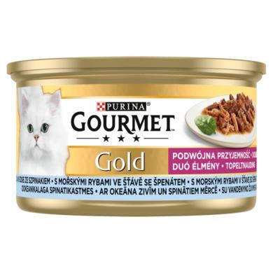 Gourmet Gold Duó Élmény tengeri hallal szószban spenóttal nedves macskaeledel