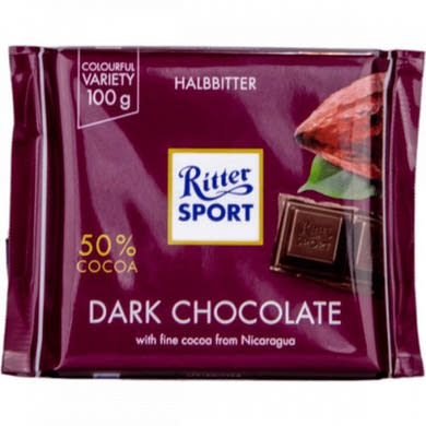 RITTER Sport táblás étcsokoládé, 100 g