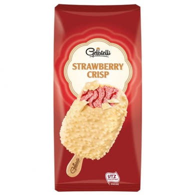 Gelatelli eper crips jégkrém fehér csokival, gyorsfagyasztott 120 g / 84 g