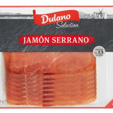 Dulano Selection Jamón Serrano, szeletelt sertés sonka 13 hónapig érlelt, 100 g