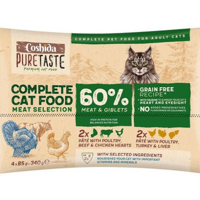 Coshida Pure Taste alutasakos macskaeledel 60%-os, 340 g