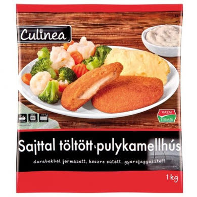 Culinea Sajttal töltött pulykamell panírozott készre sütött, gyorsfagyasztott, 1 kg