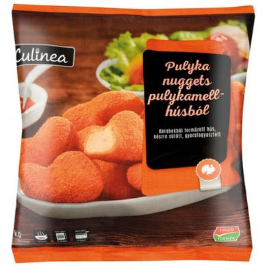 Culinea Pulyka nugetts, pulykamell húsból, formázott, készre sütött, gyorsfagyasztott, 1 kg