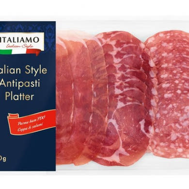 Italiamo / italiamo italian style Antipasti tál Prosciutto di Parma, Gusto érlelt szelet, Coppa lassú pácolású sertéstarja, 100 g