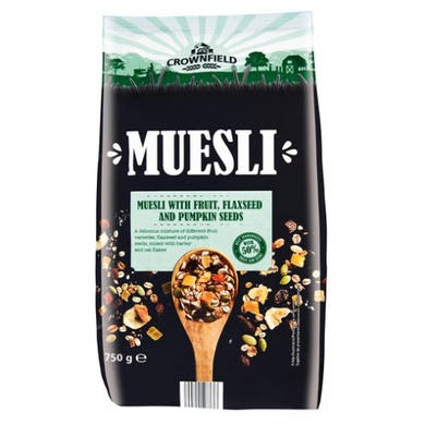 CROWNFIELD Müzli gyümölcsökkel, pekándióval, tökmaggal, mandulával, mogyoróval