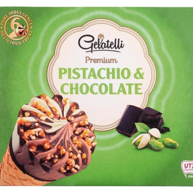 Gelatelli Tölcséres jégkrém pisztácia-csokoládé, 6 x 120 ml