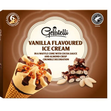 Gelatelli Tölcséres jégkrém vaníliás 6 x 120 ml, 720 ml