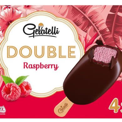 Gelatelli Dupla csokis jégkrém pálcikás málnás 4 x 90 ml / 4 x 73 g