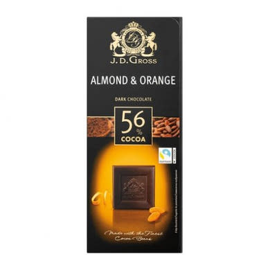 J. D. Gross étcsokoládé narancsos mandulás, 125 g