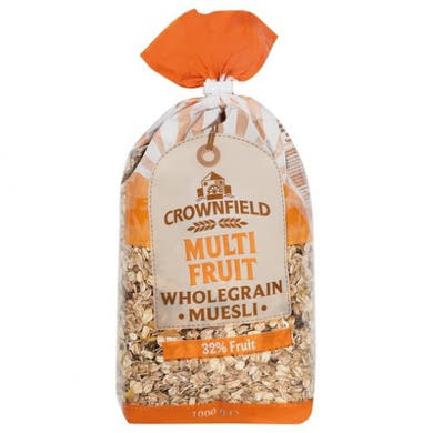 CROWNFIELD Müzli teljes kiőrlésű müzli szárított gyümölcsökkel, 1 kg
