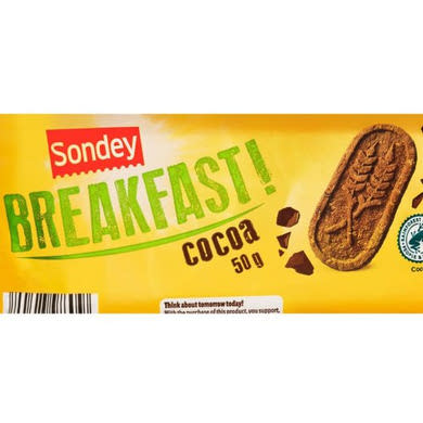Sondey Reggelizőkeksz kakaós, 50 g
