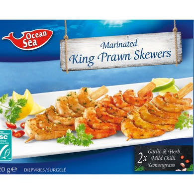 Ocean sea garnéla nyárs fokhagymás-zöldfűszeres, chillipaprikás, és citromfüves marináddal, fagyasztott, 320 g