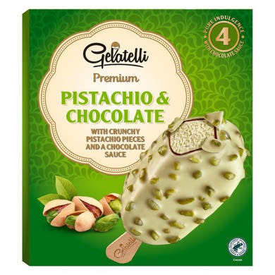 Gelatelli Pálcikás jégkrém pisztácia 4x90 ml, 360 ml