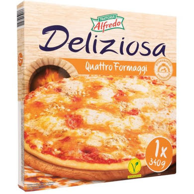 Trattoria Alfredo Négysajtos pizza, kövön sütött, gyorsfagyasztott, 340 g