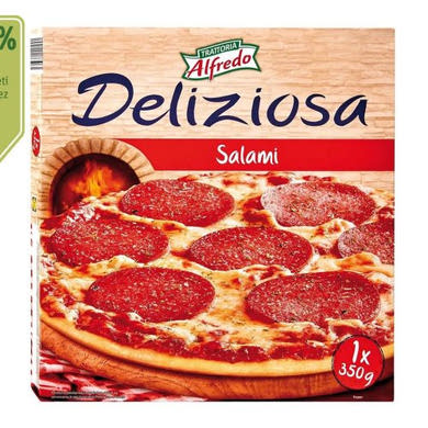 Trattoria Alfredo Diavolo pizza, kövön sütött, gyorsfagyasztott, 350 g