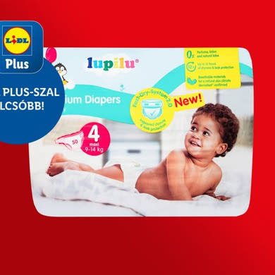Lupilu Maxi pelenka, nedvszívó csatorna, 4-es, 9-13 kg, 50 db