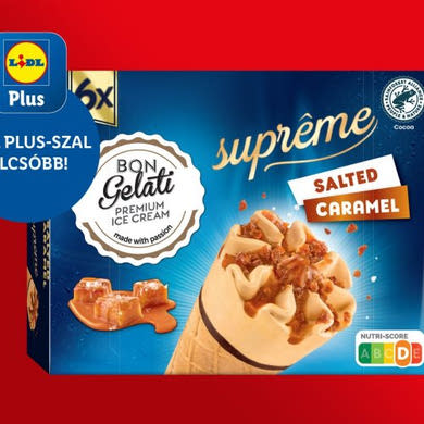 Bon Gelati Sós-karamellás tölcséres jégkrém 6 x 120 ml / 6 x 75 g