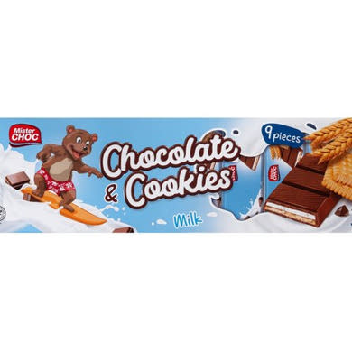 Mister Choc Chocolate & biscuit csokoládé vajas keksz 9 db, 300 g