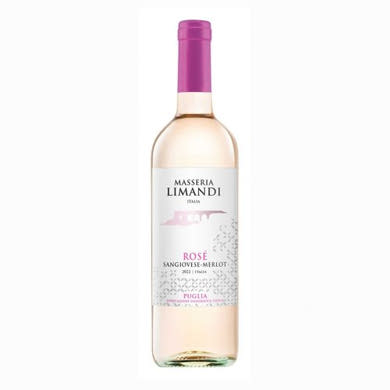 Masseria limandi Sangiovese merlot puglia száraz rosébor, 12,5%, nem betétdíjas,  0,75 L